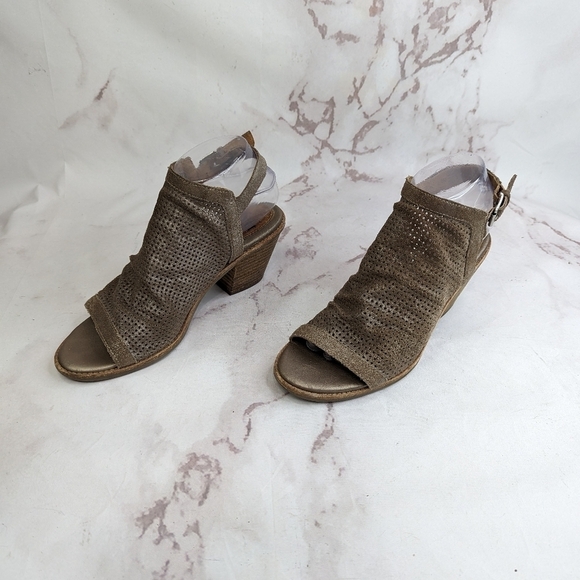 Sofft Booties Womens 8 Brown Open Toe Cage Leather Peep Toe Shimmer - Picture 4 of 11